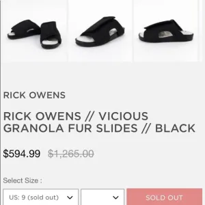 Rick Owens Women's Black Vicious Granola Slides