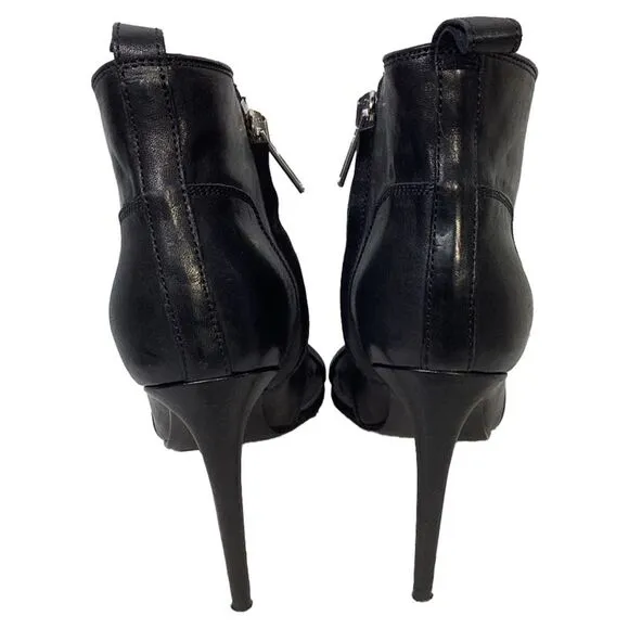 Rick Owens Zipped Sandal Heels in Black Leather