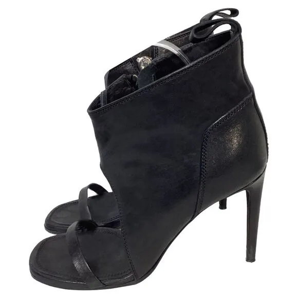 Rick Owens Zipped Sandal Heels in Black Leather
