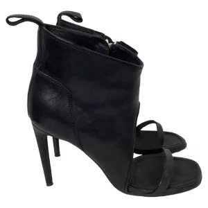 Rick Owens Zipped Sandal Heels in Black Leather