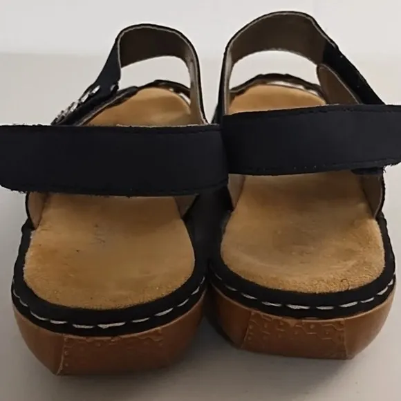 Rieker Navy Blue, Hook N' Loop Fashion &amp; Comfort Walking Sandals
