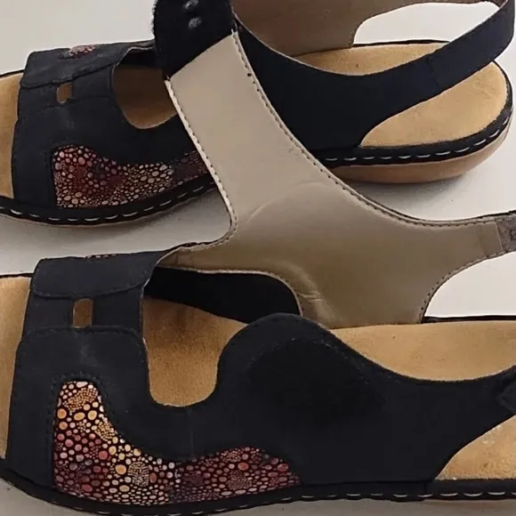 Rieker Navy Blue, Hook N' Loop Fashion &amp; Comfort Walking Sandals
