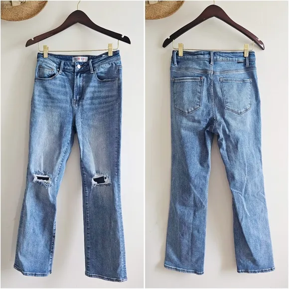Risen Jeans Medium High Rise Ankle Slim Straight Jeans 7/28 Freckled Poppy