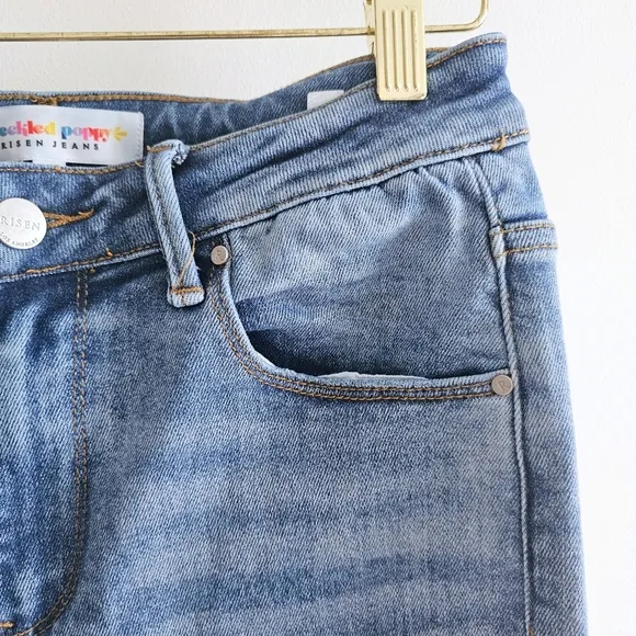 Risen Jeans Medium High Rise Ankle Slim Straight Jeans 7/28 Freckled Poppy