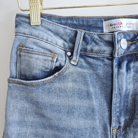 Risen Jeans Medium High Rise Ankle Slim Straight Jeans 7/28 Freckled Poppy