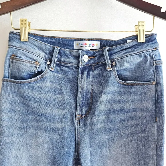 Risen Jeans Medium High Rise Ankle Slim Straight Jeans 7/28 Freckled Poppy