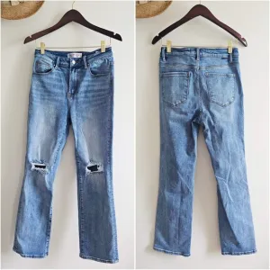 Risen Jeans Medium High Rise Ankle Slim Straight Jeans 7/28 Freckled Poppy