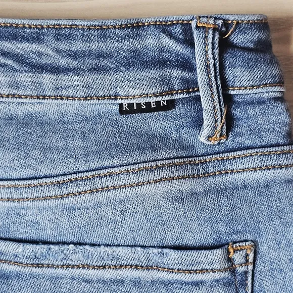 Risen Jeans Medium High Rise Ankle Slim Straight Jeans 7/28 Freckled Poppy