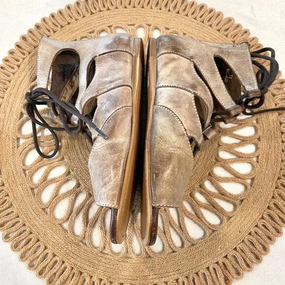 Roan by Bed Stu Winnie Brown Leather Lace Up Gladiator Sandals Size 7