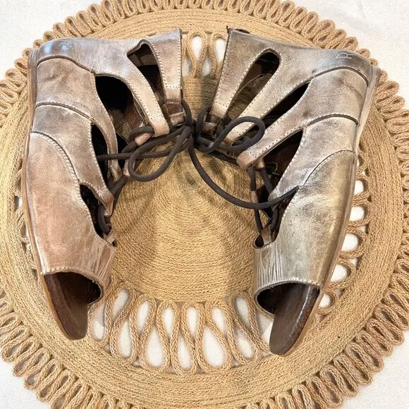 Roan by Bed Stu Winnie Brown Leather Lace Up Gladiator Sandals Size 7