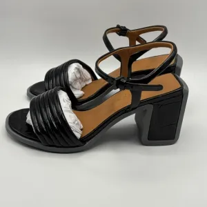 Robert Clergerie &quot;Kelly&quot; Women Size 10 Black Leather Slide Block Heel Sandals