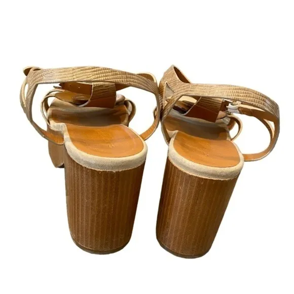 Robert Clergie Paris Celenie Leather Bead Ankle Strap Block Sandals