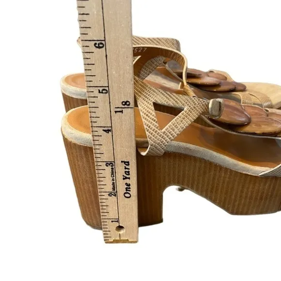 Robert Clergie Paris Celenie Leather Bead Ankle Strap Block Sandals