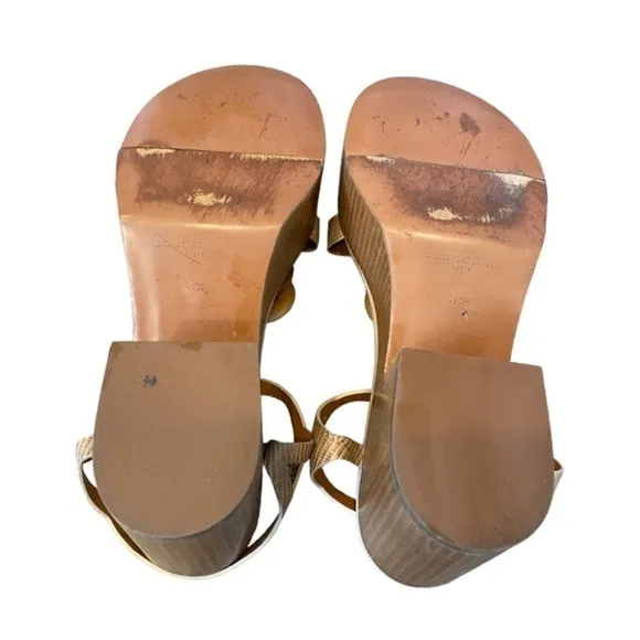 Robert Clergie Paris Celenie Leather Bead Ankle Strap Block Sandals