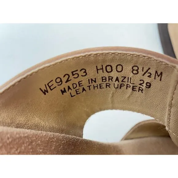 Rockport Sandals Womens 8.5 M Tan Nubuck Leather Wedge Walking Comfort Shoes