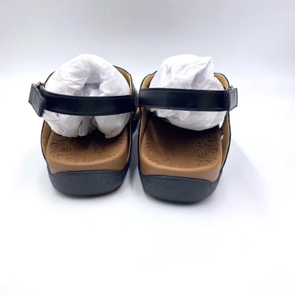 Rockport Womens Ridge Sling Black Laser Cut Cutout Thong Summer Sandals Shoes 8