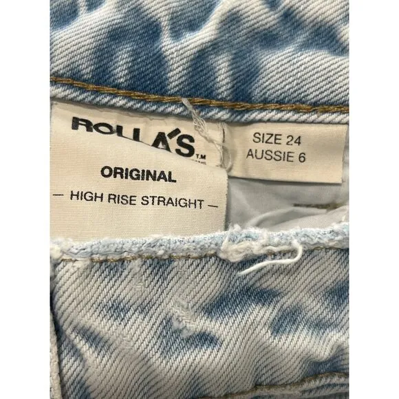Rolla's Original Straight High Rise Jeans in Sunbleach Worn 24 Womens Denim Pant