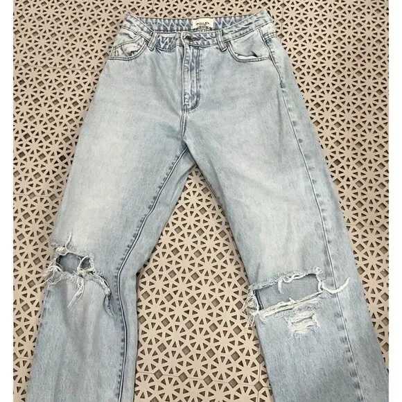 Rolla's Original Straight High Rise Jeans in Sunbleach Worn 24 Womens Denim Pant
