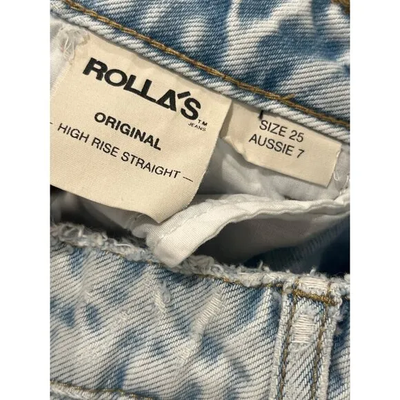 Rolla's Original Straight High Rise Jeans in Sunbleach Worn 25 Womens Denim Pant