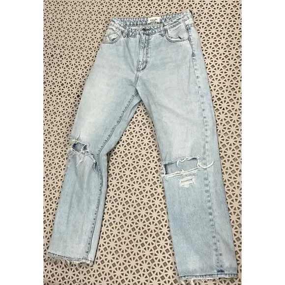 Rolla's Original Straight High Rise Jeans in Sunbleach Worn 25 Womens Denim Pant