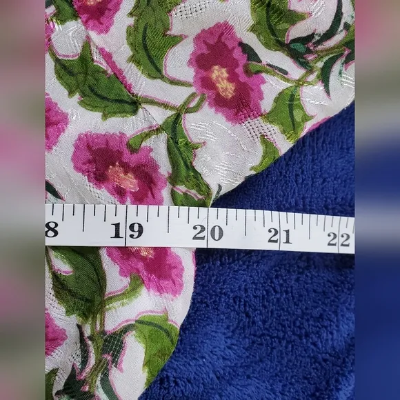 Roller Rabbit Floral Issa Midi Dress White Pink Red Green Metallic Viscose Sz M