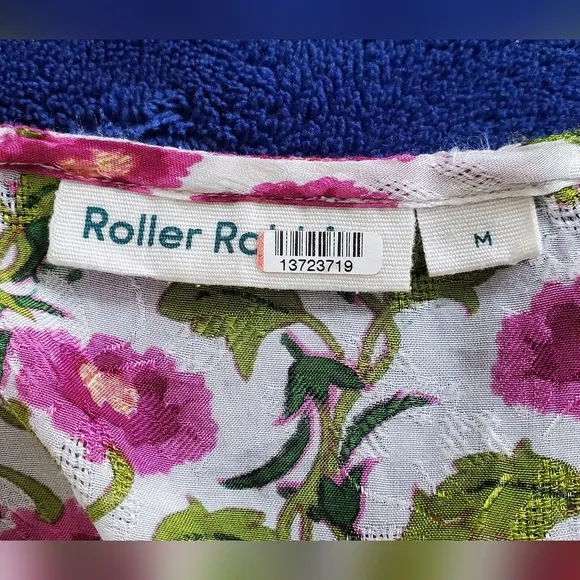 Roller Rabbit Floral Issa Midi Dress White Pink Red Green Metallic Viscose Sz M