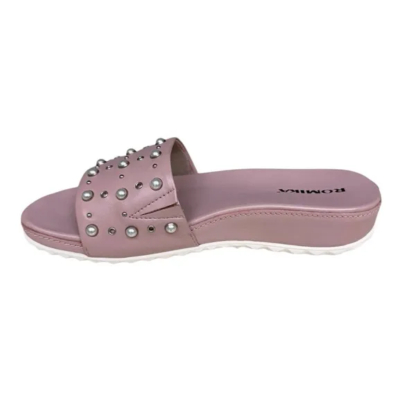 Romika Josef Seibel Florenz Studded Sandals Pink Pearl Slide EU 37/ 6.5-7.0 NIB