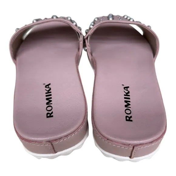 Romika Josef Seibel Florenz Studded Sandals Pink Pearl Slide EU 37/ 6.5-7.0 NIB