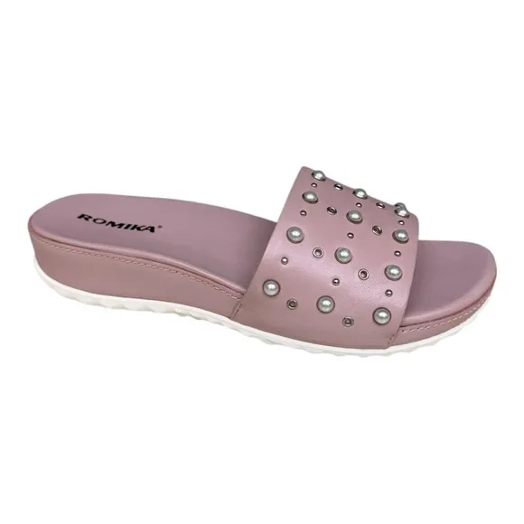 Romika Josef Seibel Florenz Studded Sandals Pink Pearl Slide EU 37/ 6.5-7.0 NIB