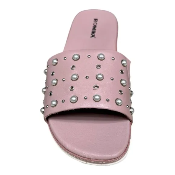 Romika Josef Seibel Florenz Studded Sandals Pink Pearl Slide EU 37/ 6.5-7.0 NIB