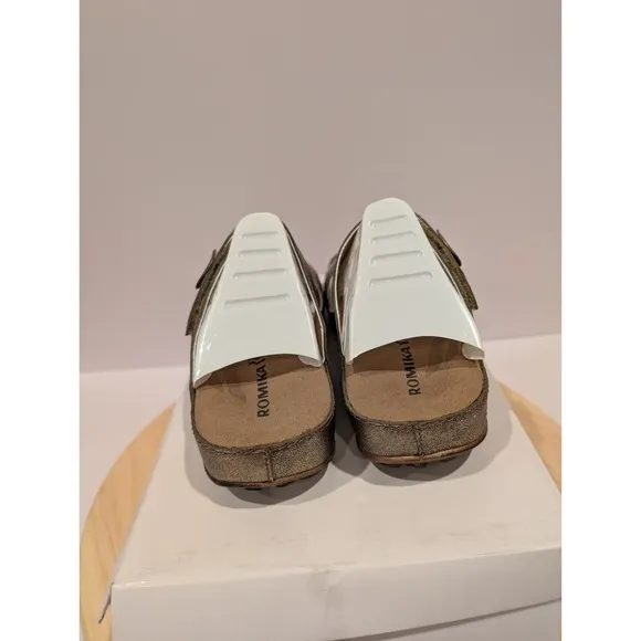Romika Leather Flat Sandals Straps Hook Loop Slip On Womens 6-6.5 EU 37 Bronze