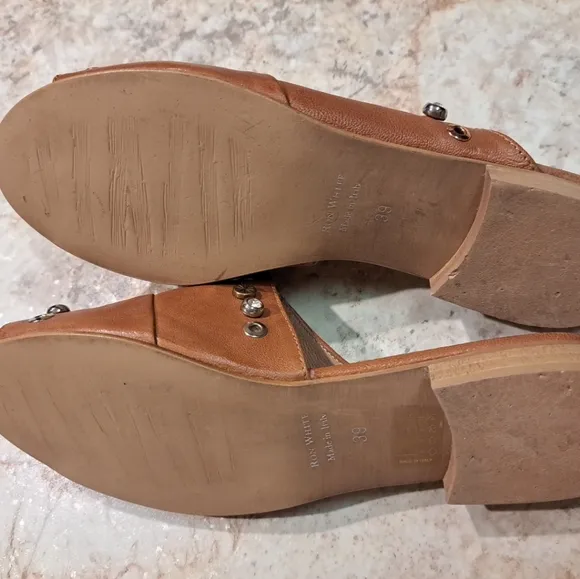 Ron White Slip On Sandals Rust Size 39 Leather Upper Beaded EUC