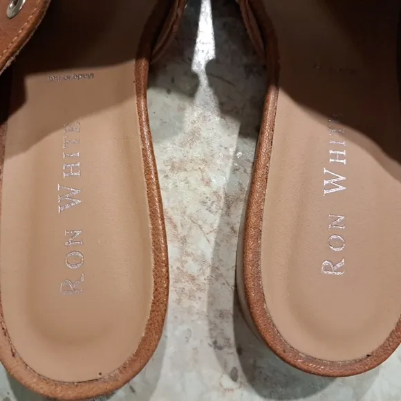 Ron White Slip On Sandals Rust Size 39 Leather Upper Beaded EUC