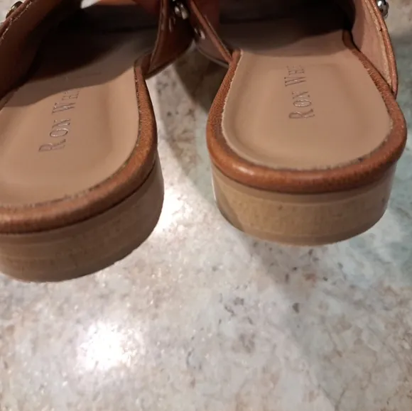 Ron White Slip On Sandals Rust Size 39 Leather Upper Beaded EUC