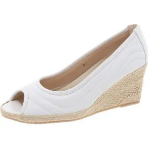 Ron White Womens Ellary White Slip On Peep Toe Dressy Wedge Sandals New