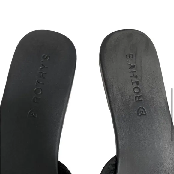 ROTHYS The Knot Vegan Leather &amp; Hemp Black Slip On Slides Sandals 7.5
