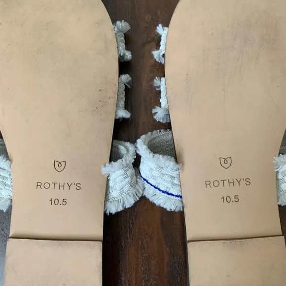 ROTHY'S Triple Band Sea Shell Fringe Slip On Slide Sandals