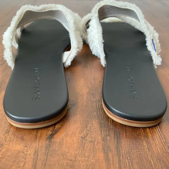 ROTHY'S Triple Band Sea Shell Fringe Slip On Slide Sandals