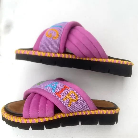Rue De La Lune Womens Walking On Air Sandals Beaded Embellished Boho Size 36 6