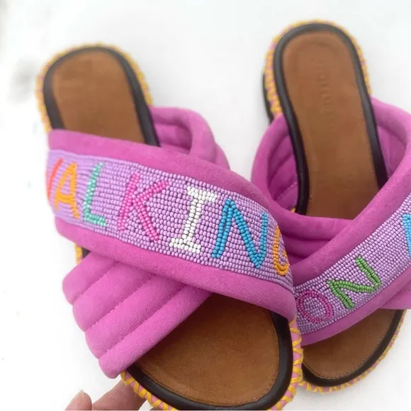 Rue De La Lune Womens Walking On Air Sandals Beaded Embellished Boho Size 36 6