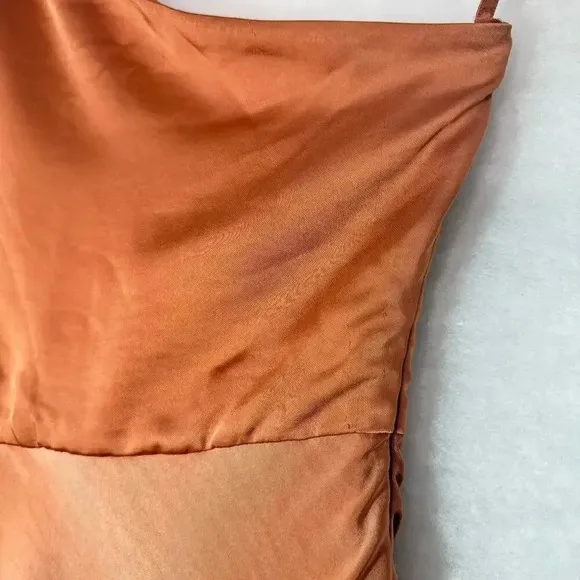 SACHIN &amp; BABI Bridesmaid Gown Ambra Anthropologie Cutout Copper Satin Dress Sz 2
