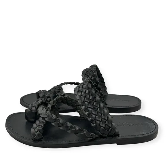 Saint Laurent 'Valda' Slip On Braided Leather Sandals