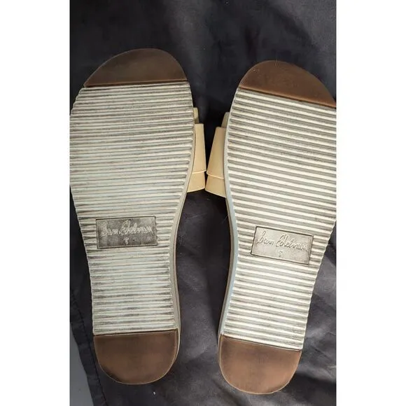 Sam Edelman Ariane Leather Square Buckle Slide Cream Sandals Women's Size 8 M
