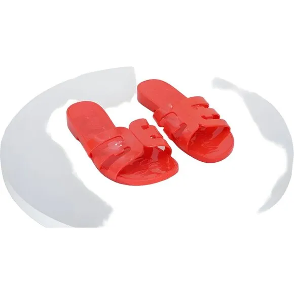Sam Edelman Bay Jelly Slip On Sandals Red Orange Girls Size 13
