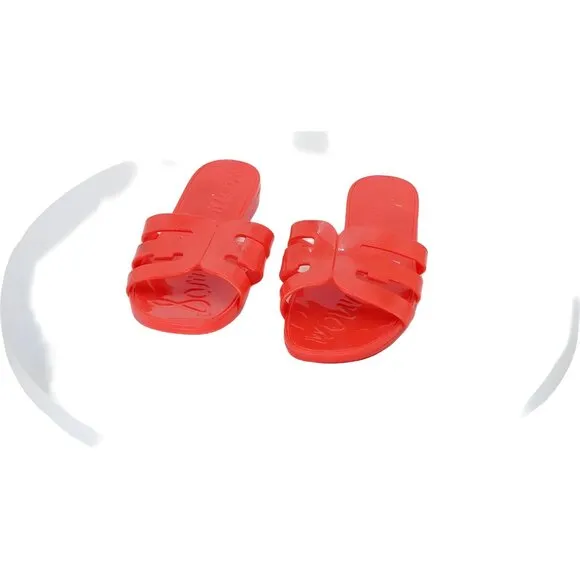 Sam Edelman Bay Jelly Slip On Sandals Red Orange Girls Size 13