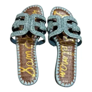 Sam Edelman Blue Raffia Slide Sandals - Size 9, New