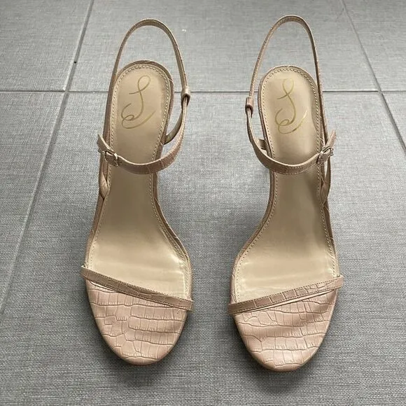 SAM EDELMAN Doran Strappy Heeled Sandal Size 11 Brown Nude Maple Croc NIB Formal