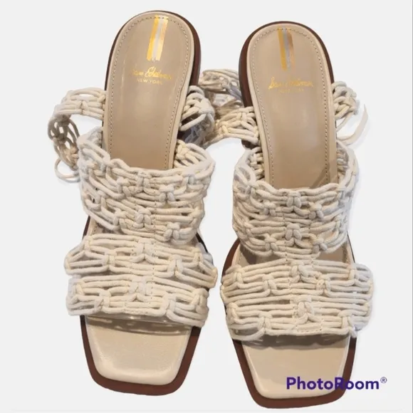 Sam Edelman Harleigh Ankle Wrap Heel Natural Sandals