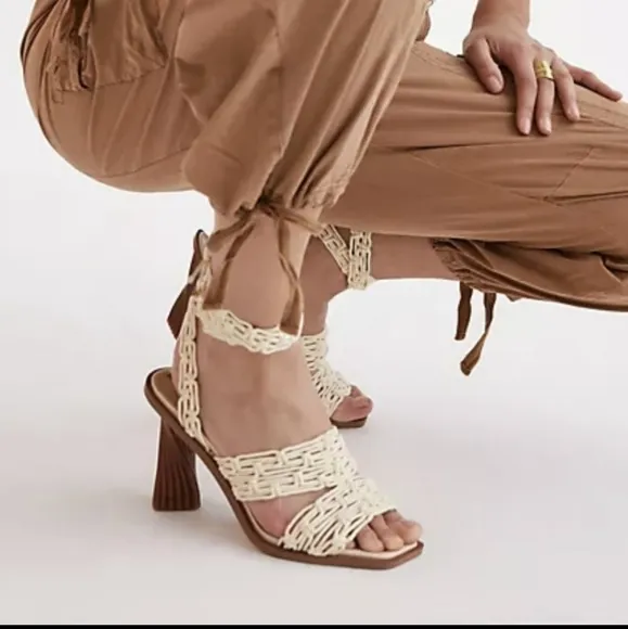 Sam Edelman Harleigh Ankle Wrap Heel Natural Sandals