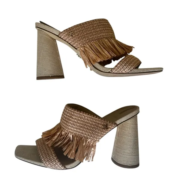 SAM EDELMAN Kamryn Slip On High Heel Fringe Sandals